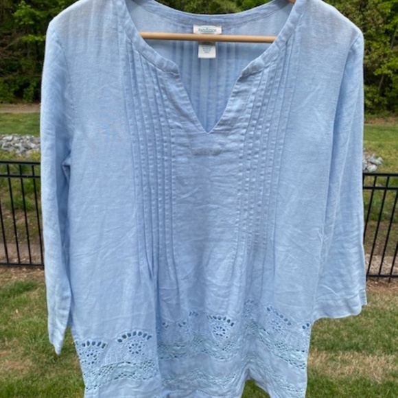 Sundance 100% Linen Pintuck & Crochet Tunic Blouse Tunic Size Small - Picture 11 of 11